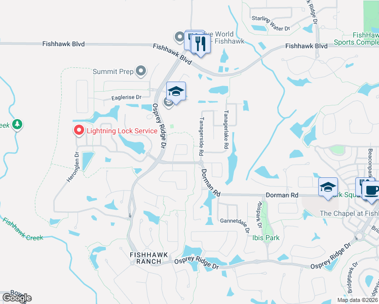 map of restaurants, bars, coffee shops, grocery stores, and more near 5811 Tanagerside Road in Lithia