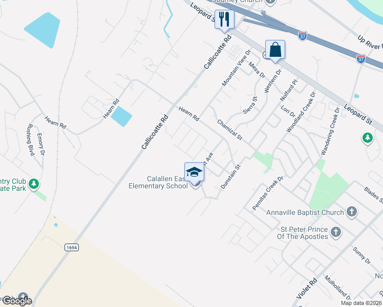 map of restaurants, bars, coffee shops, grocery stores, and more near 3837 Lott Avenue in Corpus Christi