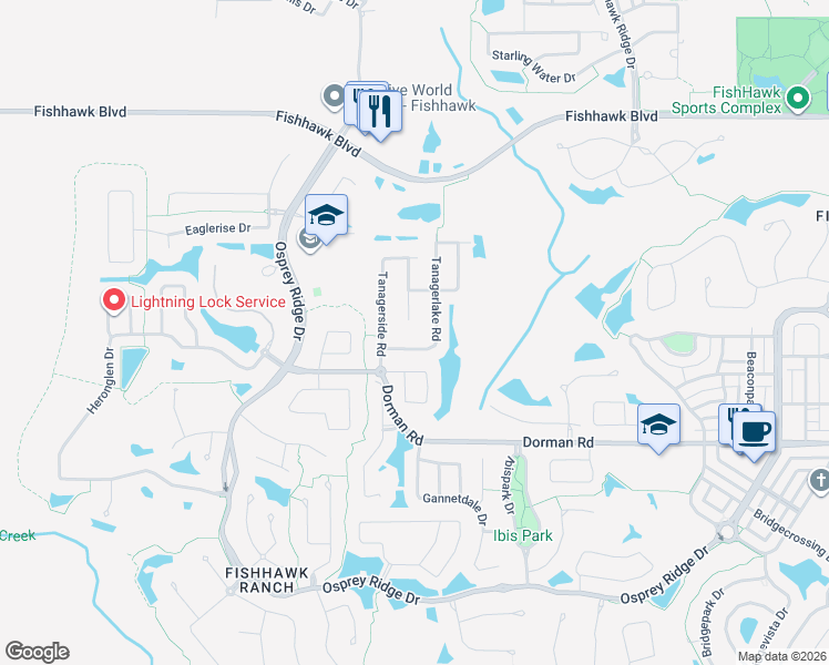 map of restaurants, bars, coffee shops, grocery stores, and more near 5828 Tanagerlake Road in Lithia