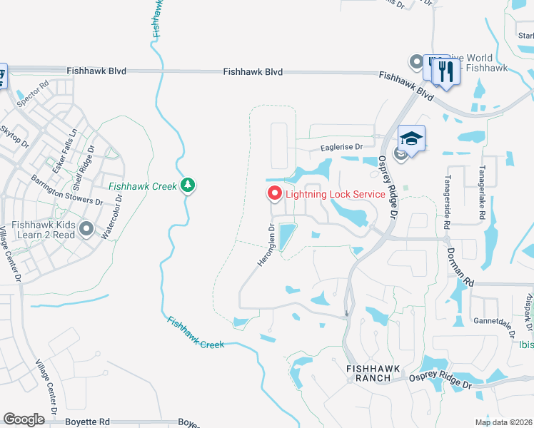 map of restaurants, bars, coffee shops, grocery stores, and more near 14912 Heronglen Drive in Lithia