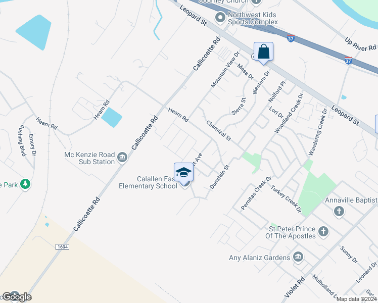 map of restaurants, bars, coffee shops, grocery stores, and more near 3837 Lott Avenue in Corpus Christi