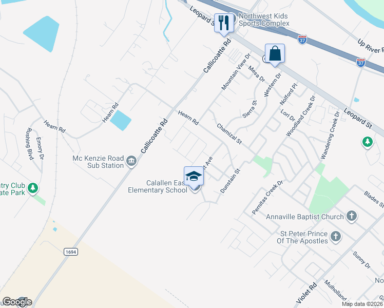 map of restaurants, bars, coffee shops, grocery stores, and more near 12009 Hearn Road in Corpus Christi