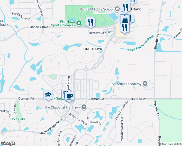 map of restaurants, bars, coffee shops, grocery stores, and more near 16304 Dunlindale Drive in Lithia