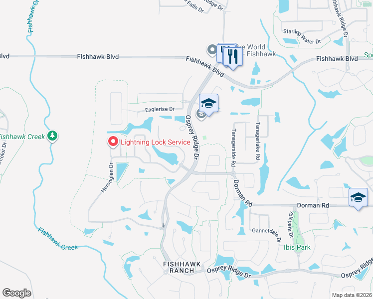 map of restaurants, bars, coffee shops, grocery stores, and more near 5836 Heronpark Place in Lithia