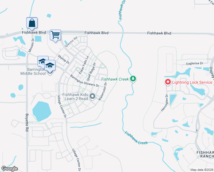 map of restaurants, bars, coffee shops, grocery stores, and more near 14319 Azalea Pond Court in Lithia