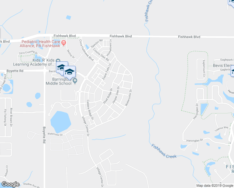map of restaurants, bars, coffee shops, grocery stores, and more near Jasper Glen Drive in Riverview