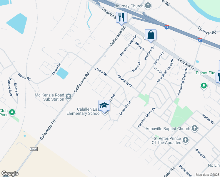 map of restaurants, bars, coffee shops, grocery stores, and more near 11917 Hearn Road in Corpus Christi