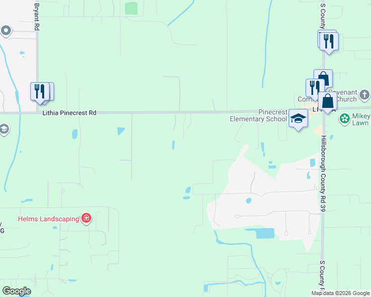 map of restaurants, bars, coffee shops, grocery stores, and more near 7506 Lithia Pinecrest Road in Lithia