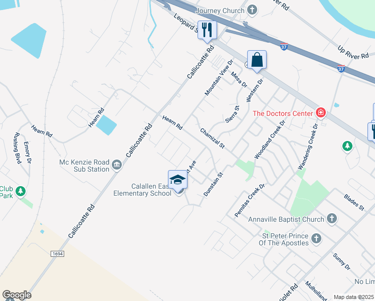 map of restaurants, bars, coffee shops, grocery stores, and more near 11917 Hearn Road in Corpus Christi