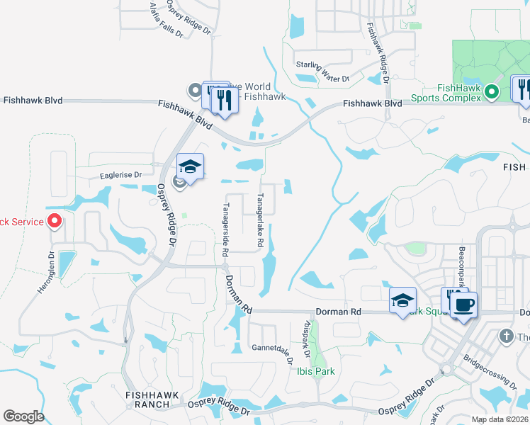 map of restaurants, bars, coffee shops, grocery stores, and more near 5708 Tanagerlake Road in Lithia