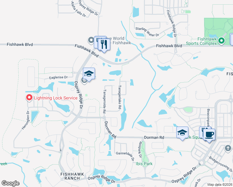 map of restaurants, bars, coffee shops, grocery stores, and more near 5615 Lark Meadow Place in Lithia