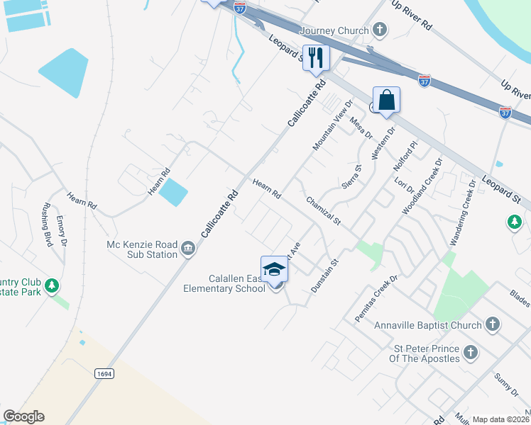 map of restaurants, bars, coffee shops, grocery stores, and more near 12009 Hearn Road in Corpus Christi