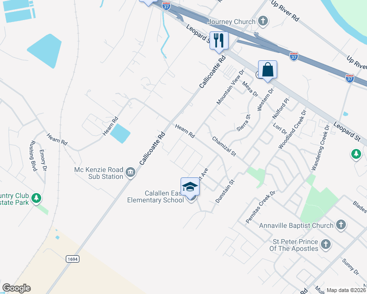 map of restaurants, bars, coffee shops, grocery stores, and more near 12009 Hearn Road in Corpus Christi