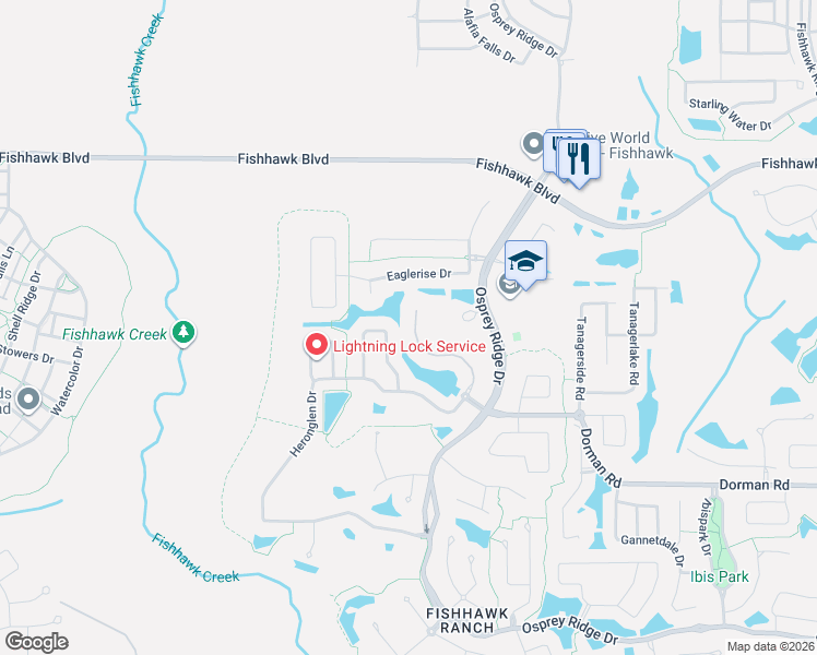 map of restaurants, bars, coffee shops, grocery stores, and more near 5703 Heronpark Place in Lithia