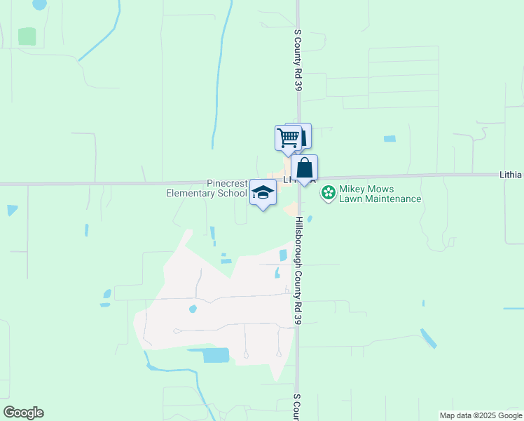 map of restaurants, bars, coffee shops, grocery stores, and more near 7950 Lithia Pinecrest Road in Lithia