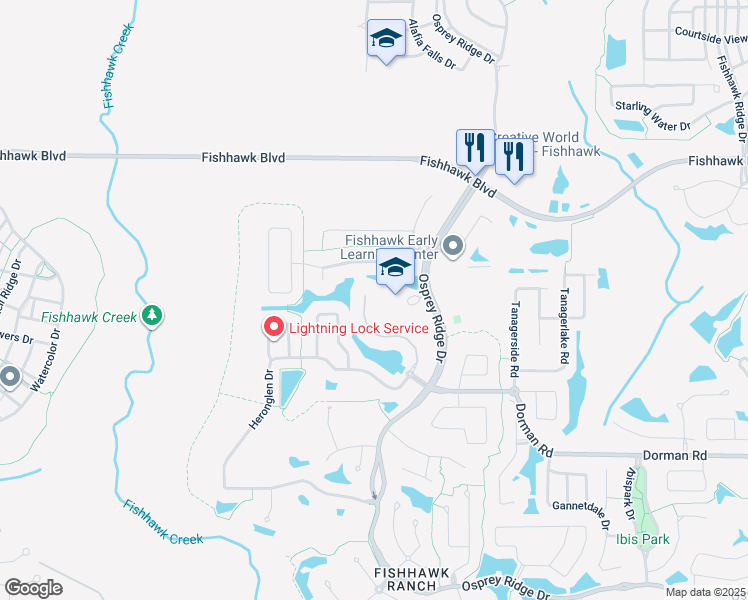 map of restaurants, bars, coffee shops, grocery stores, and more near 5712 Heronpark Place in Lithia