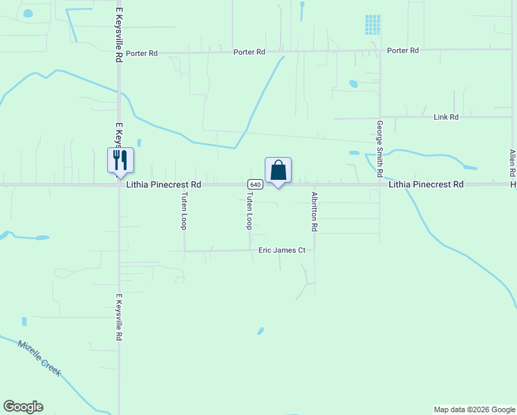 map of restaurants, bars, coffee shops, grocery stores, and more near 11516 Tuten Loop in Lithia