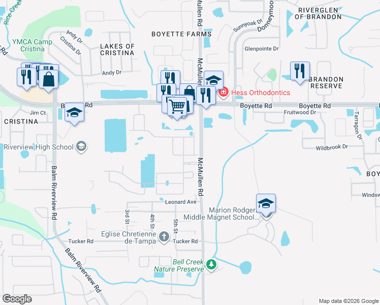map of restaurants, bars, coffee shops, grocery stores, and more near 10335 Holstein Edge Place in Riverview
