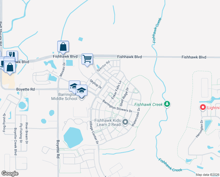 map of restaurants, bars, coffee shops, grocery stores, and more near 5805 Circa Fishhawk Boulevard in Lithia