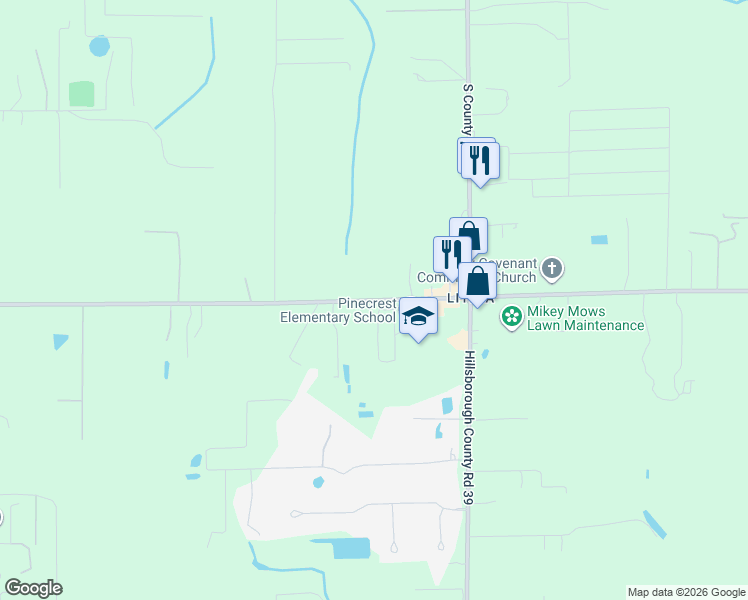 map of restaurants, bars, coffee shops, grocery stores, and more near 7825 Lithia Pinecrest Road in Lithia
