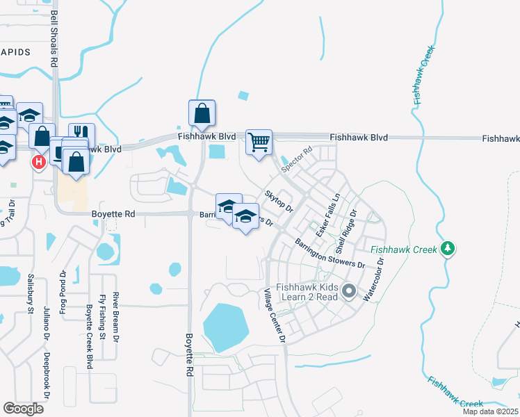 map of restaurants, bars, coffee shops, grocery stores, and more near 13930 Spector Road in Lithia
