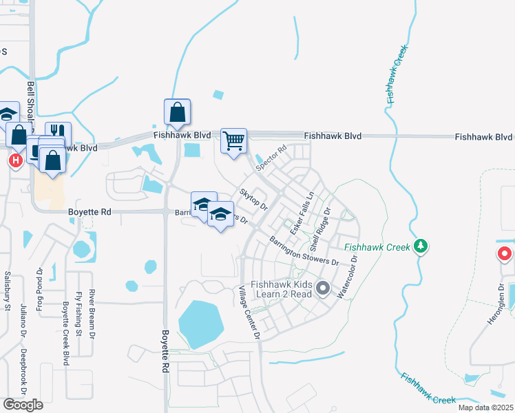 map of restaurants, bars, coffee shops, grocery stores, and more near 5749 Skytop Drive in Lithia