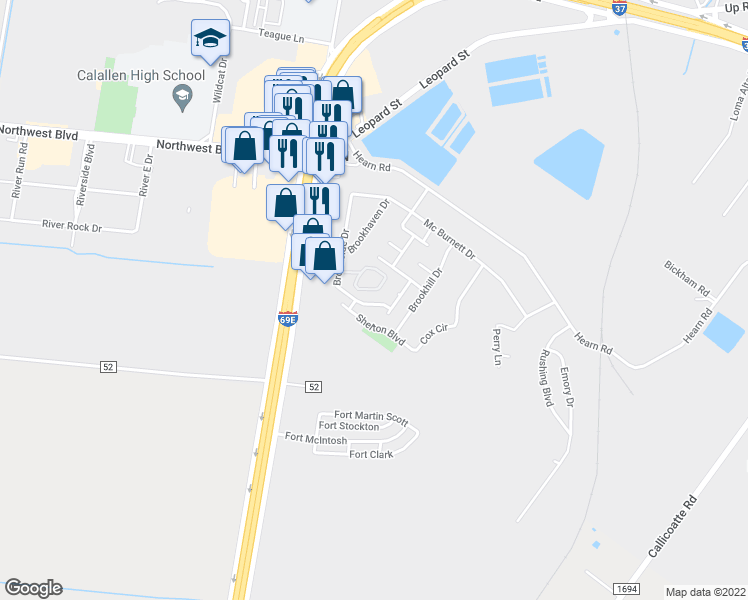 map of restaurants, bars, coffee shops, grocery stores, and more near 13222 Country Dawn Drive in Corpus Christi
