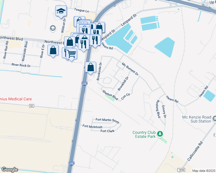 map of restaurants, bars, coffee shops, grocery stores, and more near 13222 Country Dawn Drive in Corpus Christi