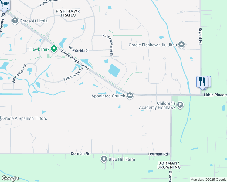 map of restaurants, bars, coffee shops, grocery stores, and more near 6225 Kiteridge Drive in Lithia
