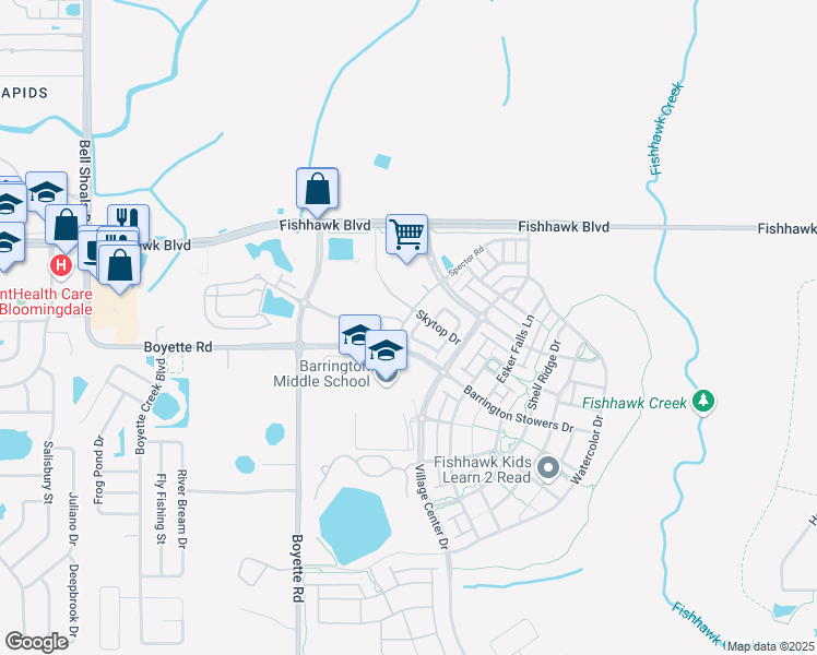 map of restaurants, bars, coffee shops, grocery stores, and more near 13930 Spector Road in Lithia
