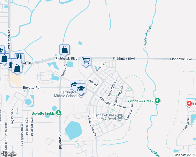map of restaurants, bars, coffee shops, grocery stores, and more near 5725 Colony Glen Road in Lithia