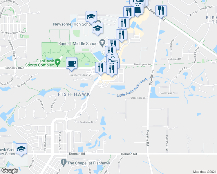 map of restaurants, bars, coffee shops, grocery stores, and more near 16431 Kingletridge Avenue in Lithia