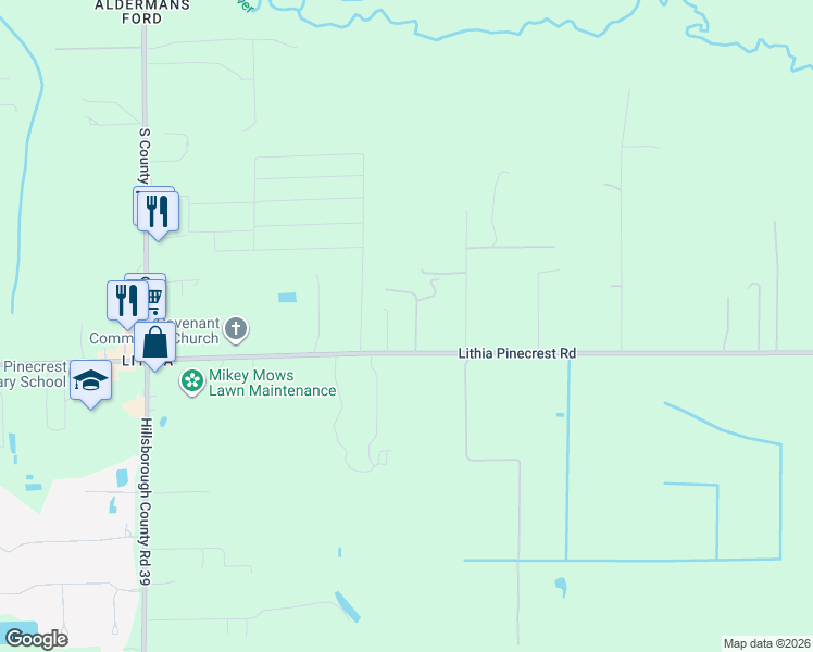 map of restaurants, bars, coffee shops, grocery stores, and more near 8525 Lithia Pinecrest Road in Lithia