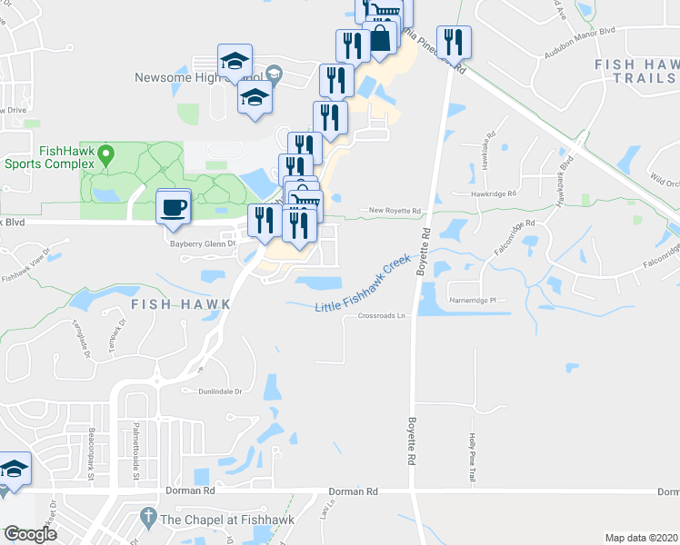 map of restaurants, bars, coffee shops, grocery stores, and more near 16709 Kingletridge Avenue in Lithia