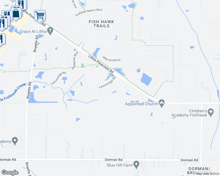 map of restaurants, bars, coffee shops, grocery stores, and more near 6015 Kiteridge Drive in Lithia
