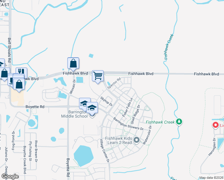 map of restaurants, bars, coffee shops, grocery stores, and more near 5725 Colony Glen Road in Lithia