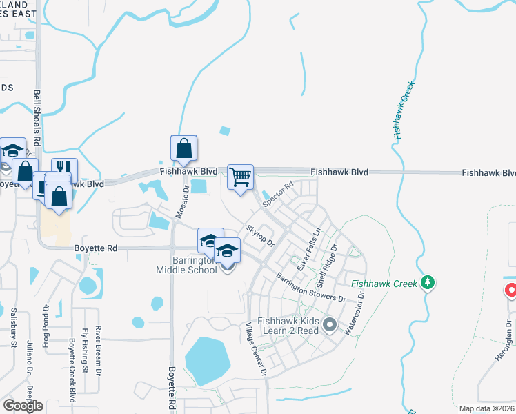map of restaurants, bars, coffee shops, grocery stores, and more near 13992 Spector Road in Lithia