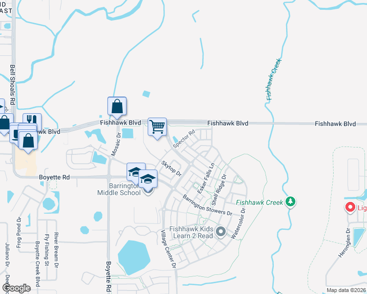 map of restaurants, bars, coffee shops, grocery stores, and more near 5725 Colony Glen Road in Lithia
