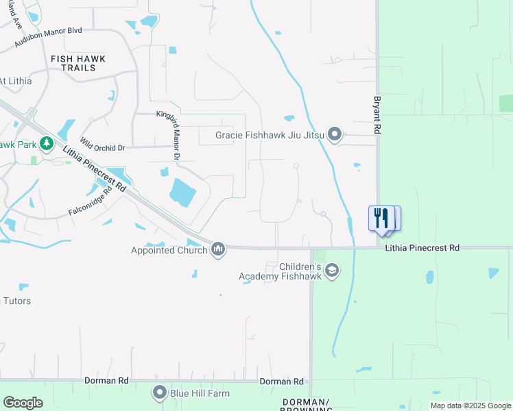 map of restaurants, bars, coffee shops, grocery stores, and more near 1727 Alafia Trail Drive in Fish Hawk