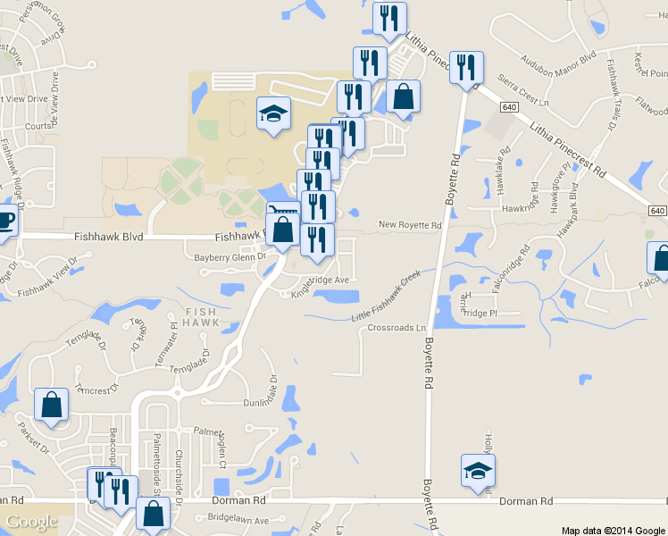 map of restaurants, bars, coffee shops, grocery stores, and more near 5725 Kinglethill Drive in Lithia