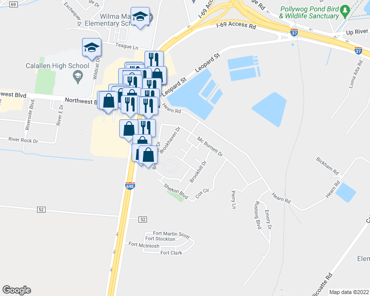 map of restaurants, bars, coffee shops, grocery stores, and more near 3810 Carencia Drive in Corpus Christi