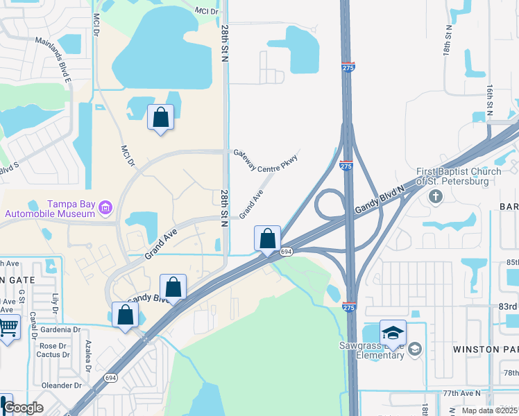 map of restaurants, bars, coffee shops, grocery stores, and more near 8695-8783 28th Street in Pinellas Park