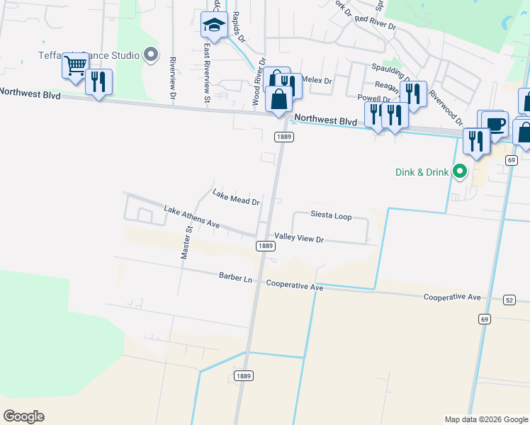 map of restaurants, bars, coffee shops, grocery stores, and more near 3722 Perfection Lake Avenue in Robstown