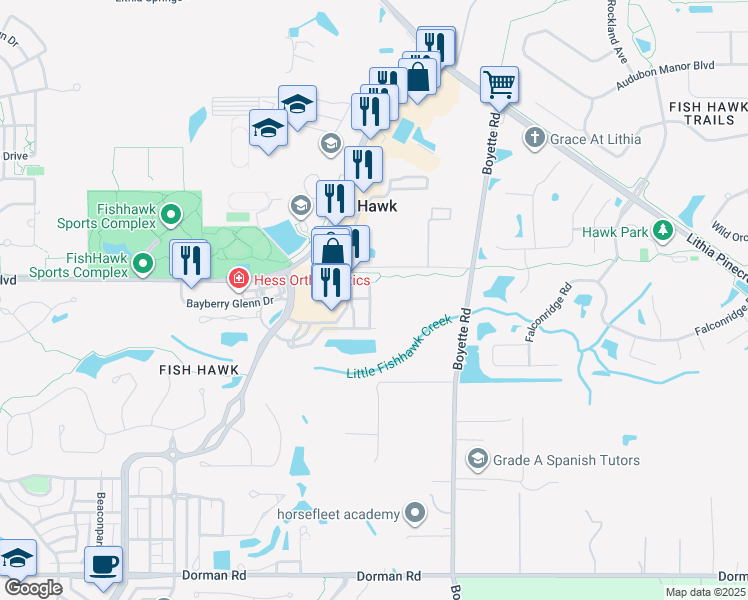map of restaurants, bars, coffee shops, grocery stores, and more near 5612 Kingletsound in Lithia
