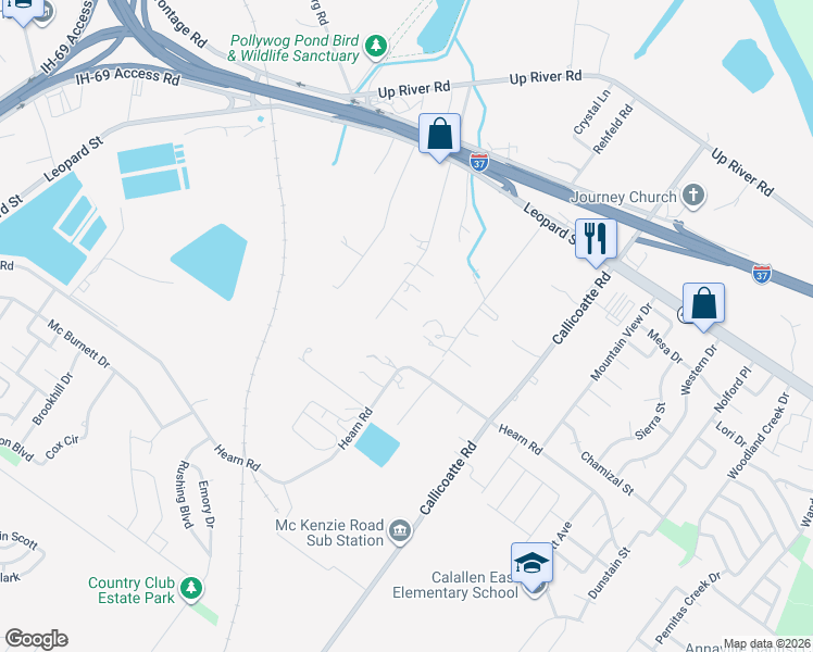 map of restaurants, bars, coffee shops, grocery stores, and more near 4068 Magee Lane in Corpus Christi