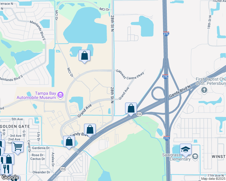 map of restaurants, bars, coffee shops, grocery stores, and more near 8695 28th Street in St. Petersburg