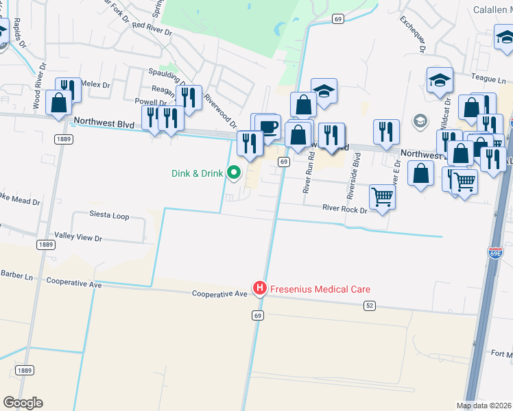 map of restaurants, bars, coffee shops, grocery stores, and more near 14214 Kruip Court in Robstown