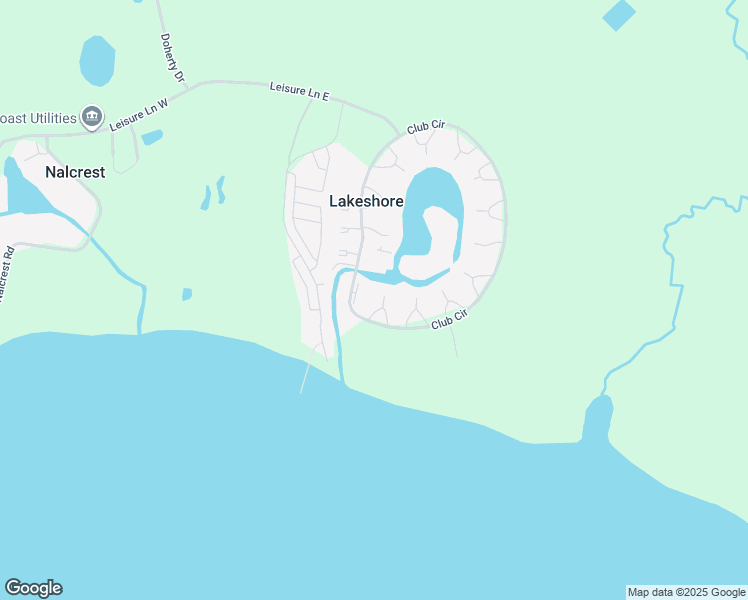 map of restaurants, bars, coffee shops, grocery stores, and more near 1601 Club Circle in Lakeshore