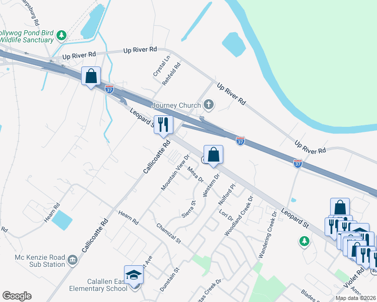 map of restaurants, bars, coffee shops, grocery stores, and more near in Corpus Christi