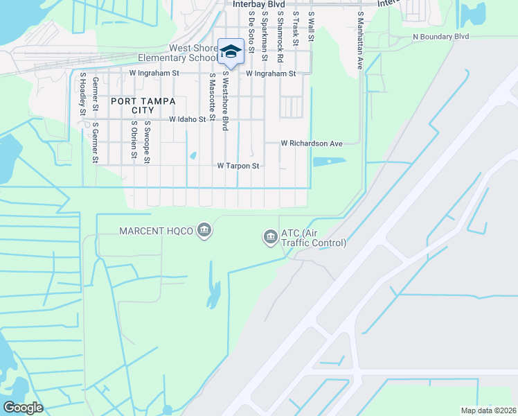 map of restaurants, bars, coffee shops, grocery stores, and more near 7711 South De Soto Street in Tampa